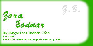 zora bodnar business card