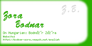 zora bodnar business card